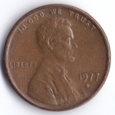 1 цент 1977 США - 1 cent 1977 USA, D
