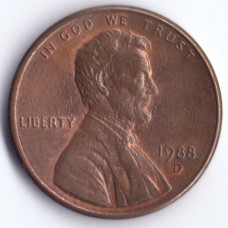 1 цент 1988 США - 1 cent 1988 USA, D