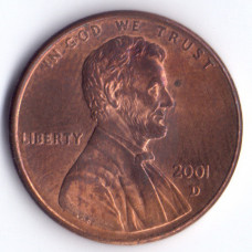 1 цент 2001 США - 1 cent 2001 USA, D
