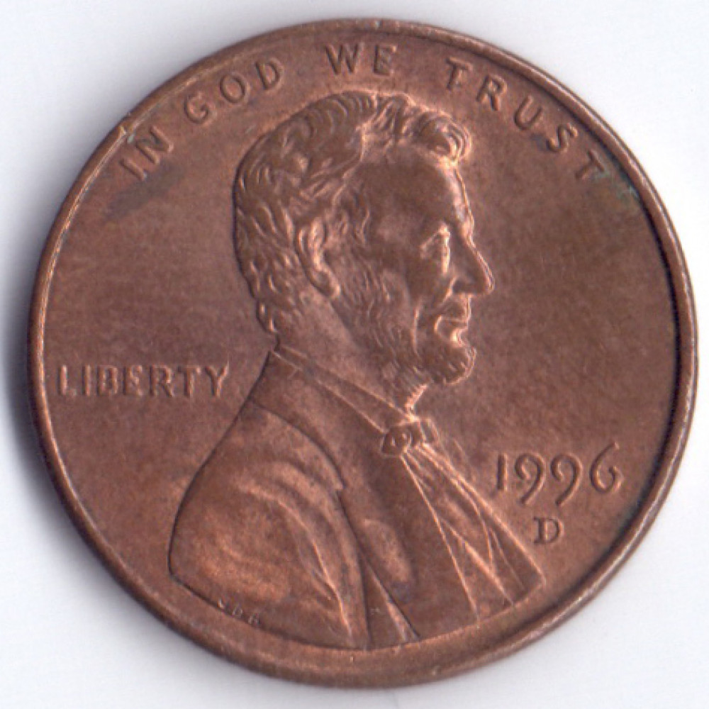 1 цент 1996 США - 1 cent 1996 USA, D