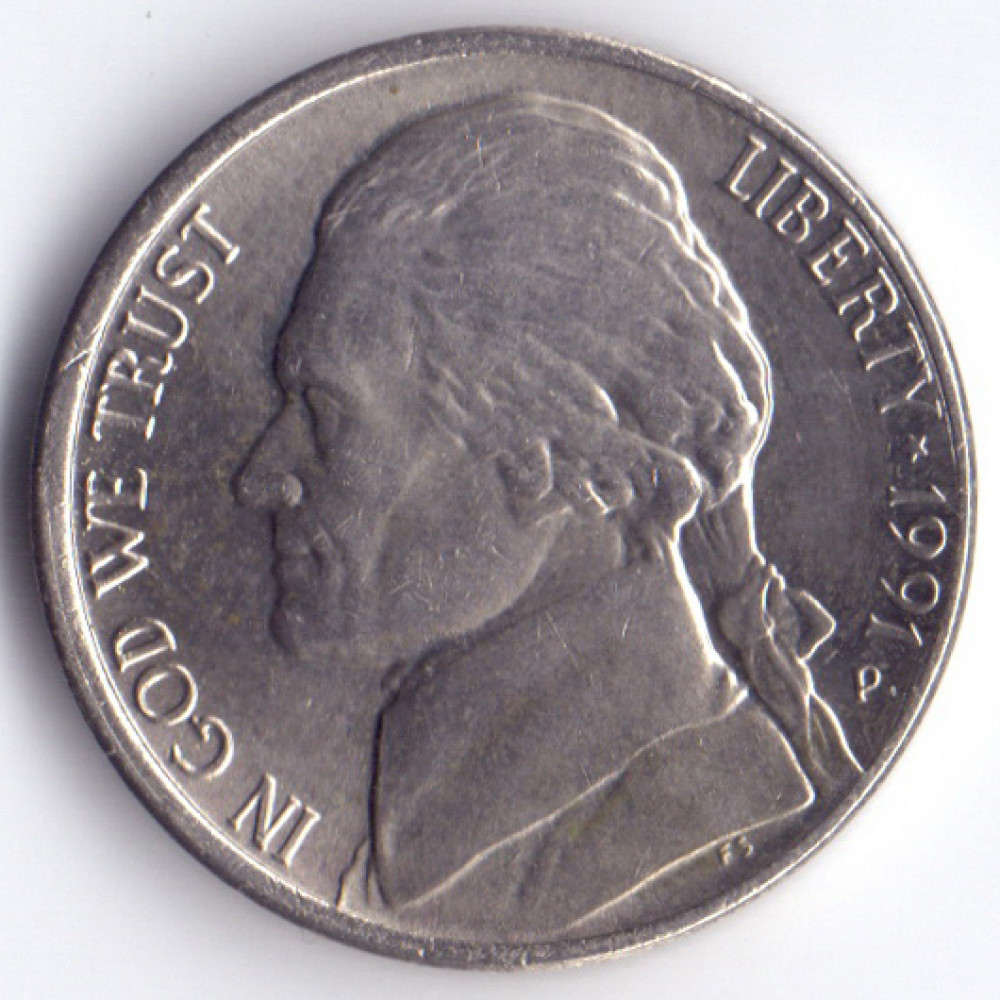 5 центов 1991 США - 5 cents 1991 USA, P