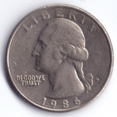 25 центов (квотер) 1986 США - 25 cents (quarter) 1986 USA, P