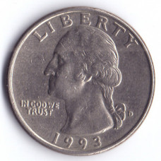 25 центов (квотер) 1993 США - 25 cents (quarter) 1993 USA, D