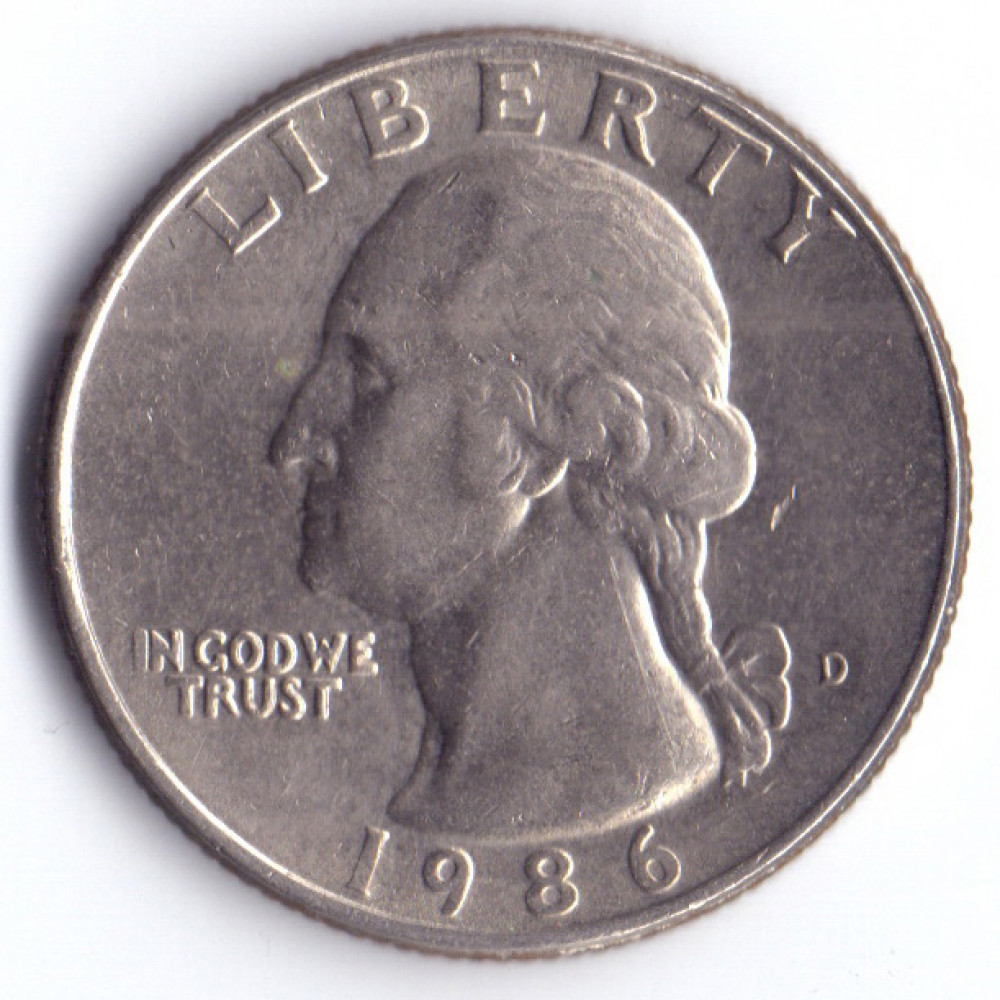¼ доллара (квотер) 1986 США - ¼ dollar (quarter) 1986 USA, D, из оборота