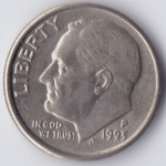 Монета 1 дайм (10 центов) 1993 США - 1 dime (10 cents) 1993 USA, P
