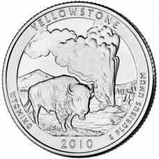 25 центов (квотер) 2010 США Йеллоустон, P - 25 cents (quarter) 2010 USA Yellowstone, P