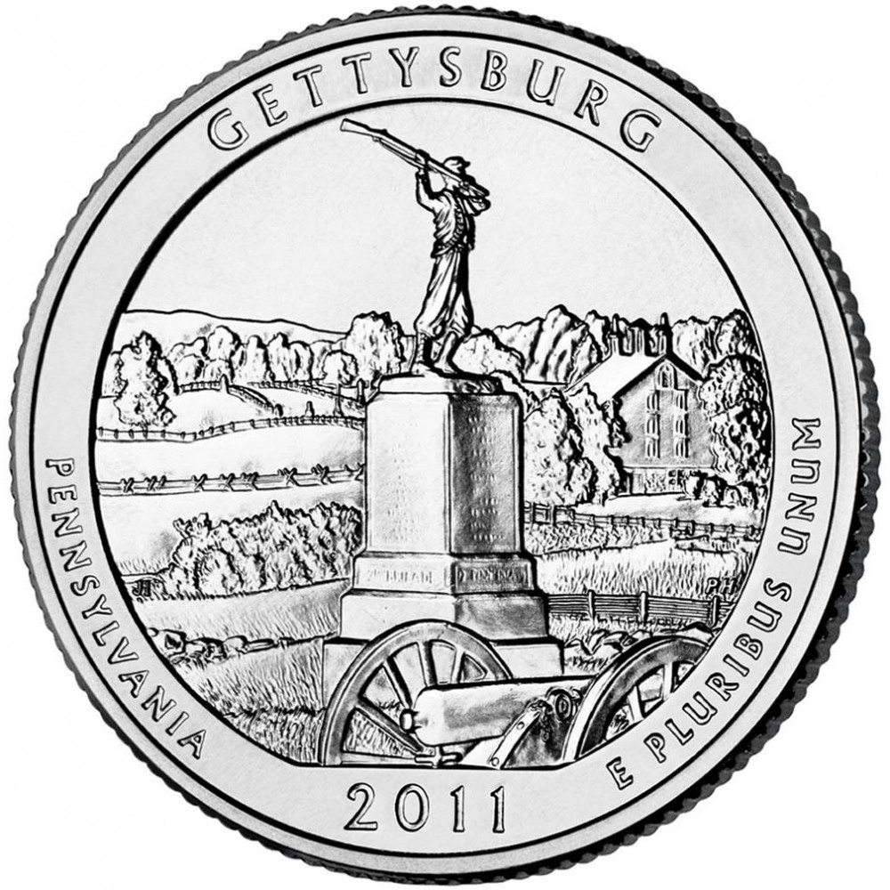 25 центов (квотер) 2011 США Геттисберг, D - 25 cents (quarter) 2011 USA Gettysburg, D