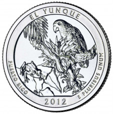 25 центов (квотер) 2012 США Эль-Юнке, D - 25 cents (quarter) 2012 USA El Yunque, D