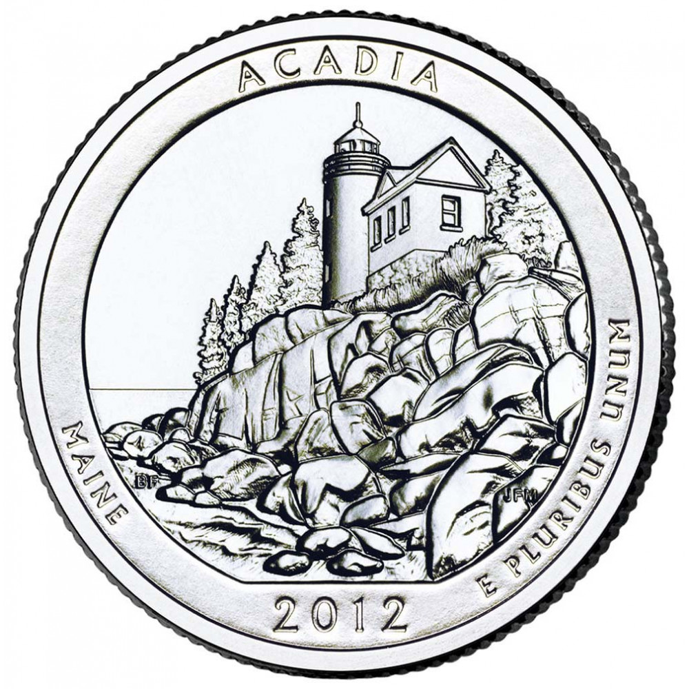 25 центов (квотер) 2012 США Акадия, D - 25 cents (quarter) 2012 USA Acadia, D