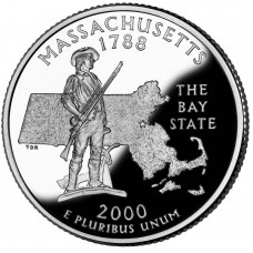 25 центов (квотер) 2000 США Массачусетс, P - 25 cents (quarter) 2000 USA Massachusetts, P