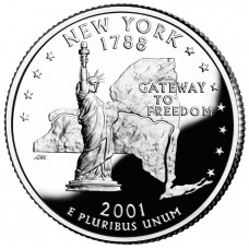 25 центов (квотер) 2001 США Нью-Йорк, P - 25 cents (quarter) 2001 USA New York, P