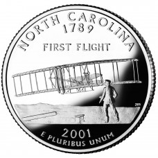 25 центов (квотер) 2001 США Северная Калорина, D - 25 cents (quarter) 2001 USA North Carolina, D