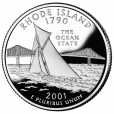 25 центов (квотер) 2001 США Род-Айленд, P - 25 cents (quarter) 2001 USA Rhode Island, P