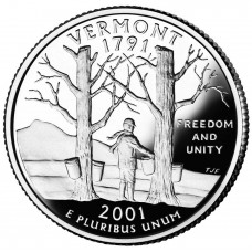 25 центов (квотер) 2001 США Вермонт, P - 25 cents (quarter) 2001 USA Vermont, P