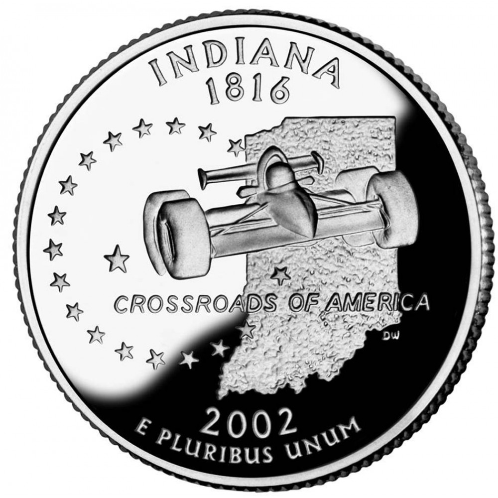 25 центов (квотер) 2002 США Индиана, D - 25 cents (quarter) 2002 USA Indiana, D