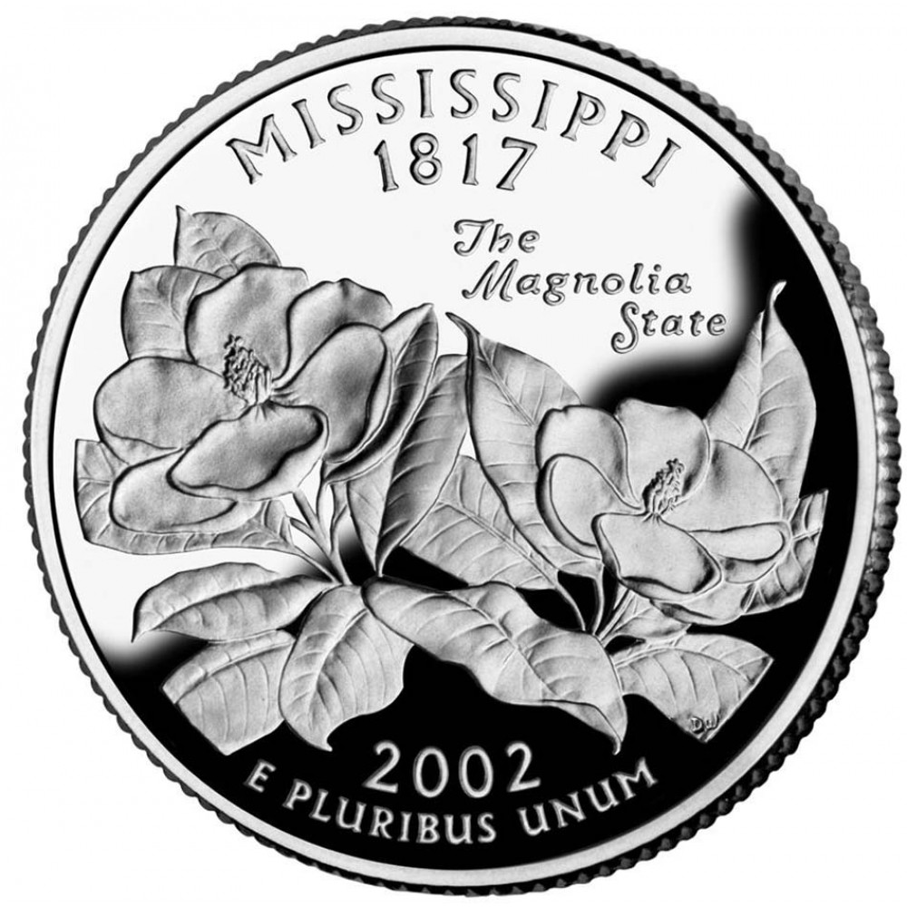 25 центов (квотер) 2002 США Миссисипи, P - 25 cents (quarter) 2002 USA Mississippi, P
