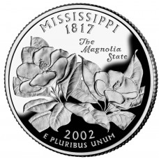 25 центов (квотер) 2002 США Миссисипи, P - 25 cents (quarter) 2002 USA Mississippi, P