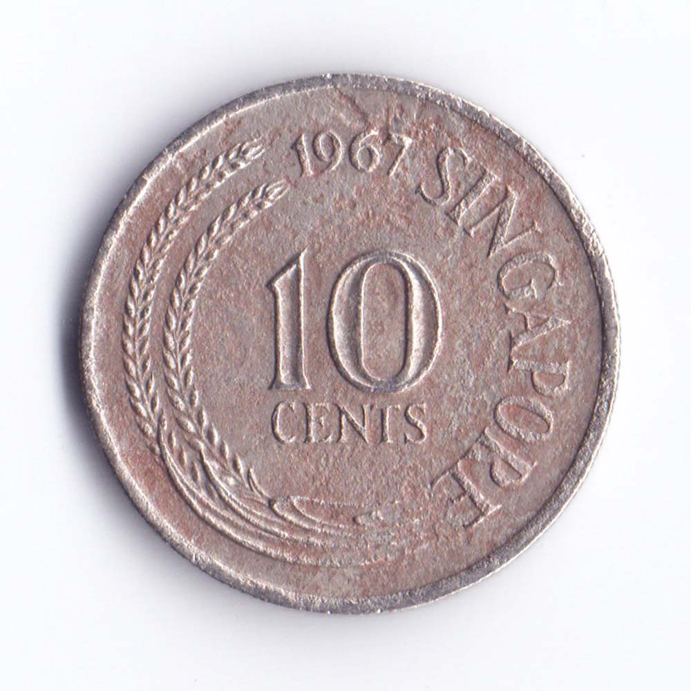 10 центов 1967 Сингапур - 10 cents 1967 Singapore, из оборота