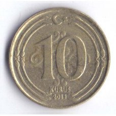10 курушей 2011 Турция - 10 kurus 2011 Turkey, из оборота