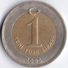 1 новая лира 2005 Турция - 1 new lira 2005 Turkey, из оборота