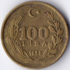 100 лир 1989 Турция - 100 lire 1989 Turkey, из оборота