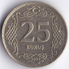 25 курушей 2009 Турция - 25 kurus 2009 Turkey, из оборота