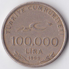 100.000 лир 1999 Турция - 100.000 lire 1999 Turkey, из оборота