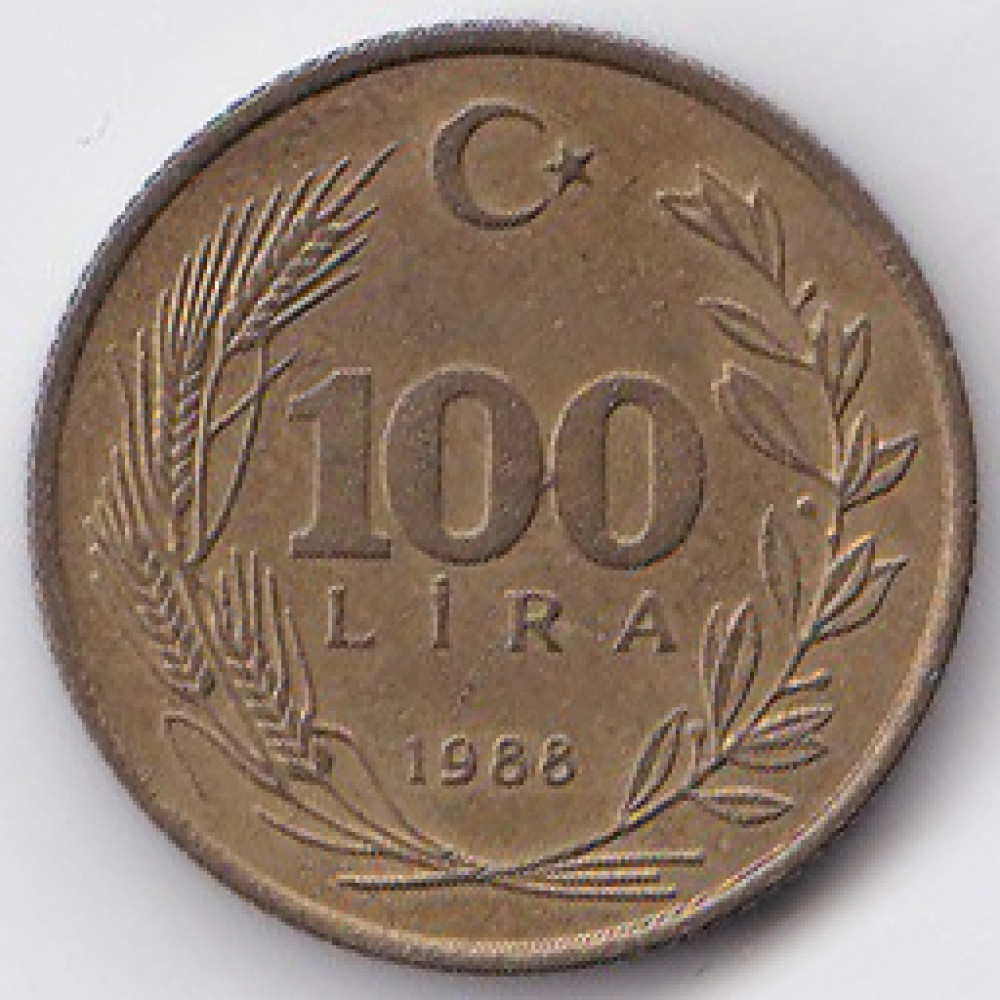 100 лир 1988 Турция - 100 lira 1988 Turkey, из оборота