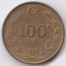 100 лир 1988 Турция - 100 lira 1988 Turkey, из оборота