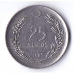 25 курушей 1969 Турция - 25 kurus 1969 Turkey, из оборота