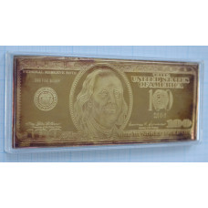 100 долларов 2004 США. Серебро 999 с покрытием золотом 24К. Golden Proof. С сертификатом