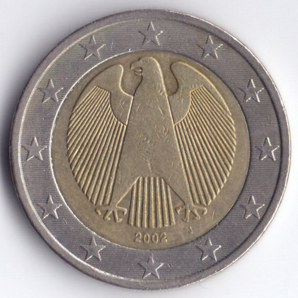2 евро 2002 Германия - 2 euro 2002 Germany, J, из оборота