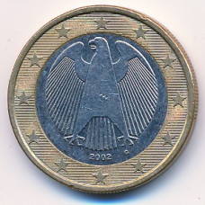 1 евро 2002 года Германия - 1 euro 2002 Germany, G, из оборота