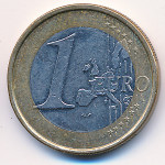 1 евро 2002 года Германия - 1 euro 2002 Germany, G, из оборота