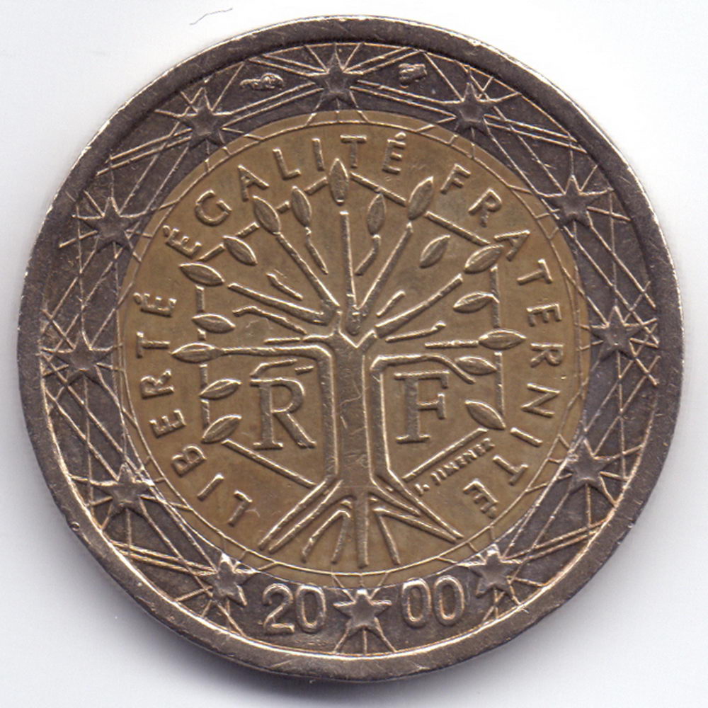 2 евро 2000 Франция - 2 euro 2000 France, из оборота