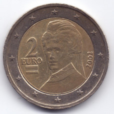 2 евро 2002 года Австрия - 2 euro 2002 Austria, из оборота