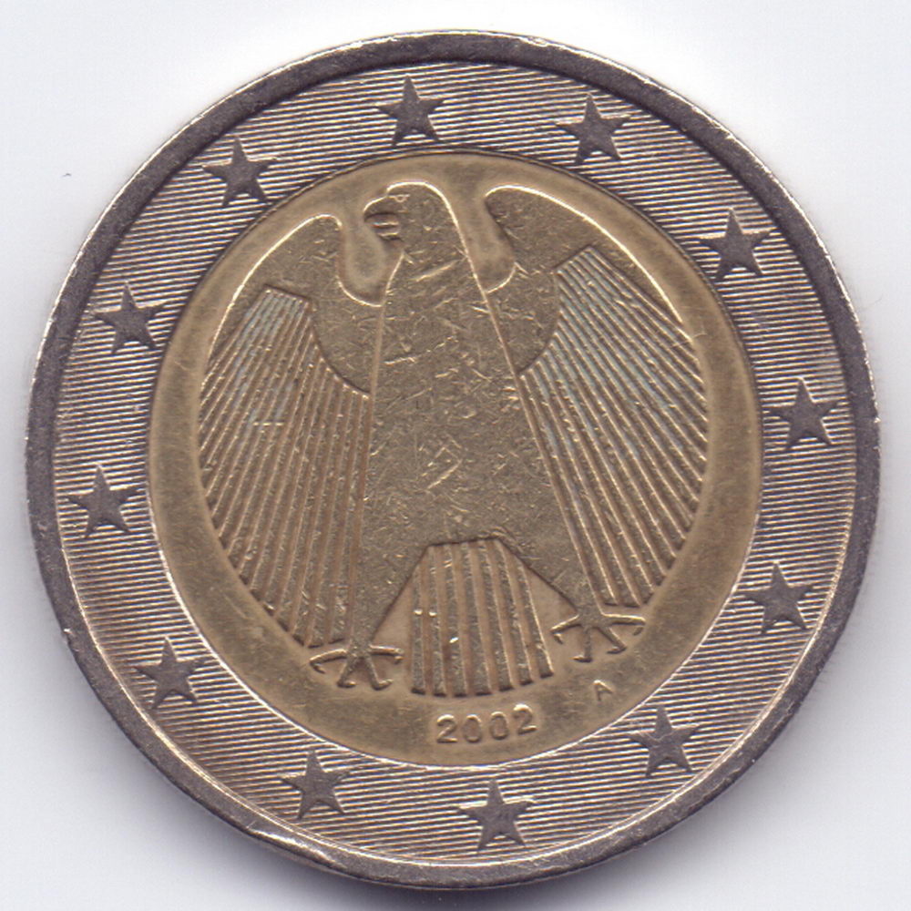 2 евро 2002 года Германия - 2 euro 2002 Germany, A, из оборота