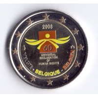 2 евро 2008 Бельгия 60 лет Всеобщей Декларации Прав Человека, цветная