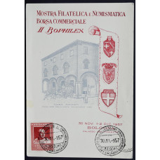 Картмаксимум СГ, Филателистическая и нумизматическая выставка, 1957, Италия