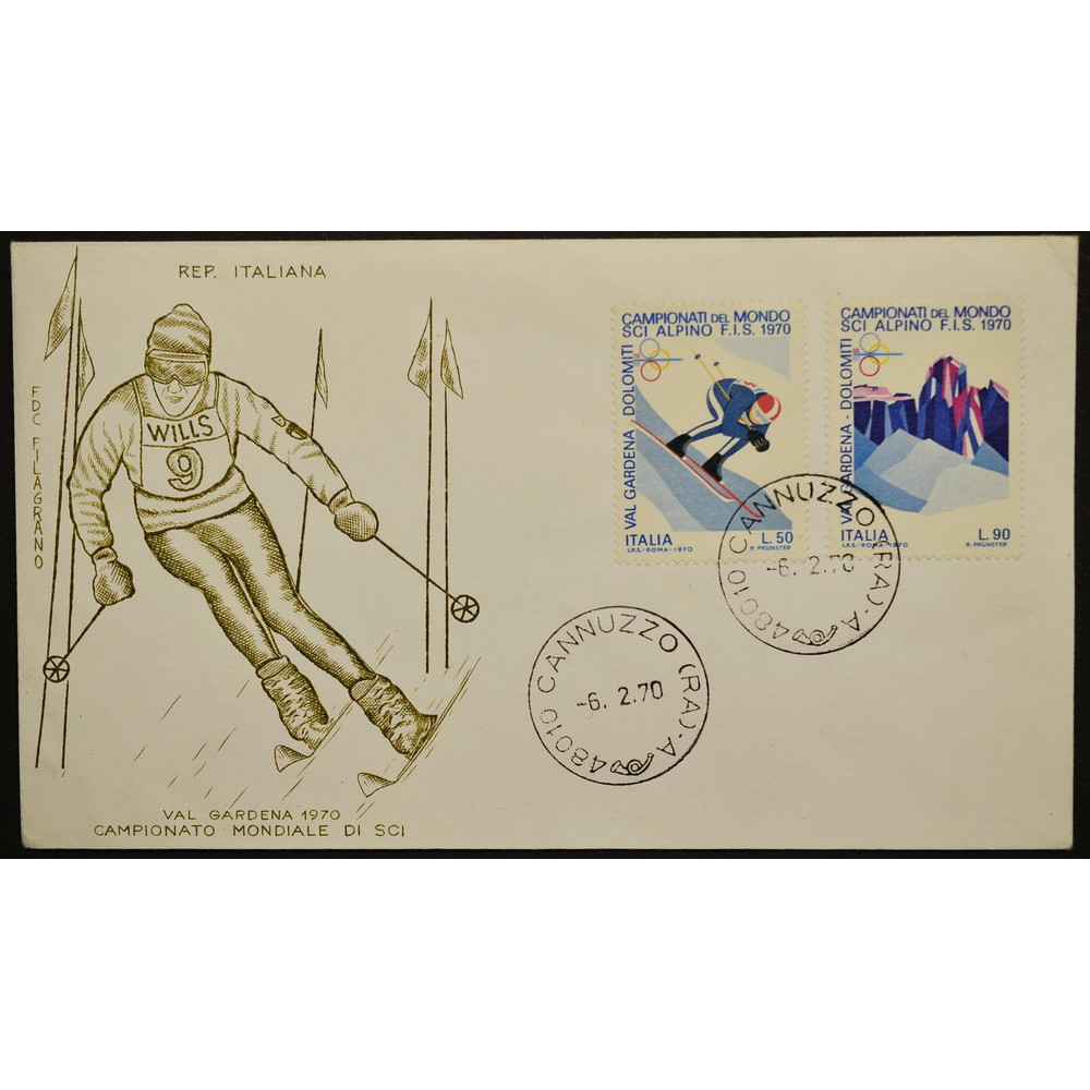 Конверт первого дня (КПД) - Италия, 1970. Чемпионат мира по горнолыжному спорту