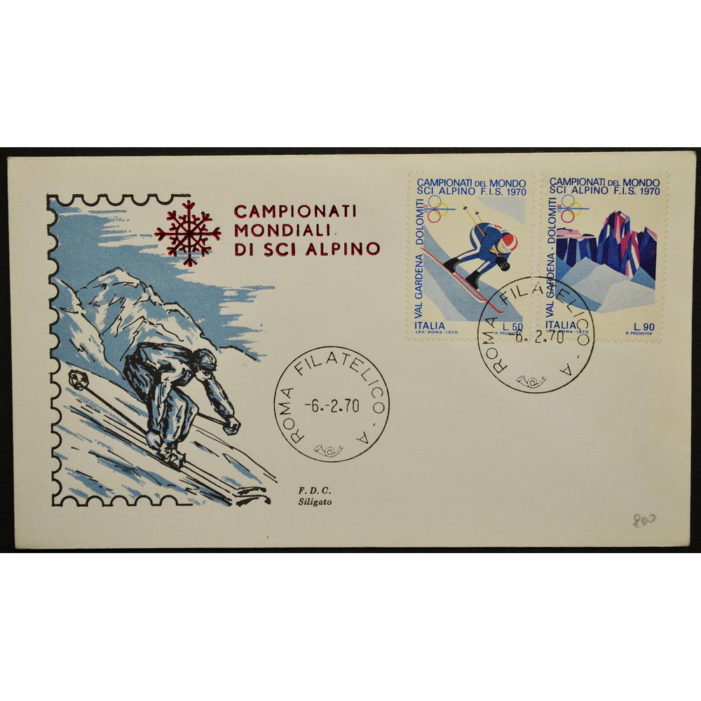 Конверт первого дня (КПД) - Италия, 1970. Чемпионат мира по горнолыжному спорту