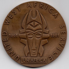 Медаль настольная - UNIAFRICA United West Africa service. Служба Объединенная Западная Африка. 1961-1981