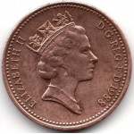 1 пенни 1988 Великобритания - 1 penny 1988 Great Britain, из оборота