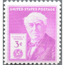 1947 Февраль. США, 100-летие со дня рождения Томаса А. Эдисона, 3 цента