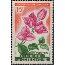 1961, сентябрь. Почтовая марка Кот-д’Ивуар. Цветы, 15Fr