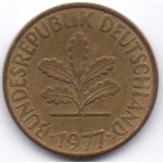 10 пфеннигов 1977 Германия - 10 pfennig 1977 Germany, D, из оборота