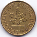 10 пфеннигов 1971 Германия - 10 pfennig 1971 Germany, G, из оборота