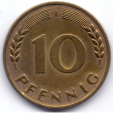 10 пфеннигов 1950 Германия - 10 pfennig 1950 Germany, J, из оборота