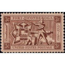 1955, сентябрь. Почтовая марка США. 200-летие форта Тикондерога, 3 цента