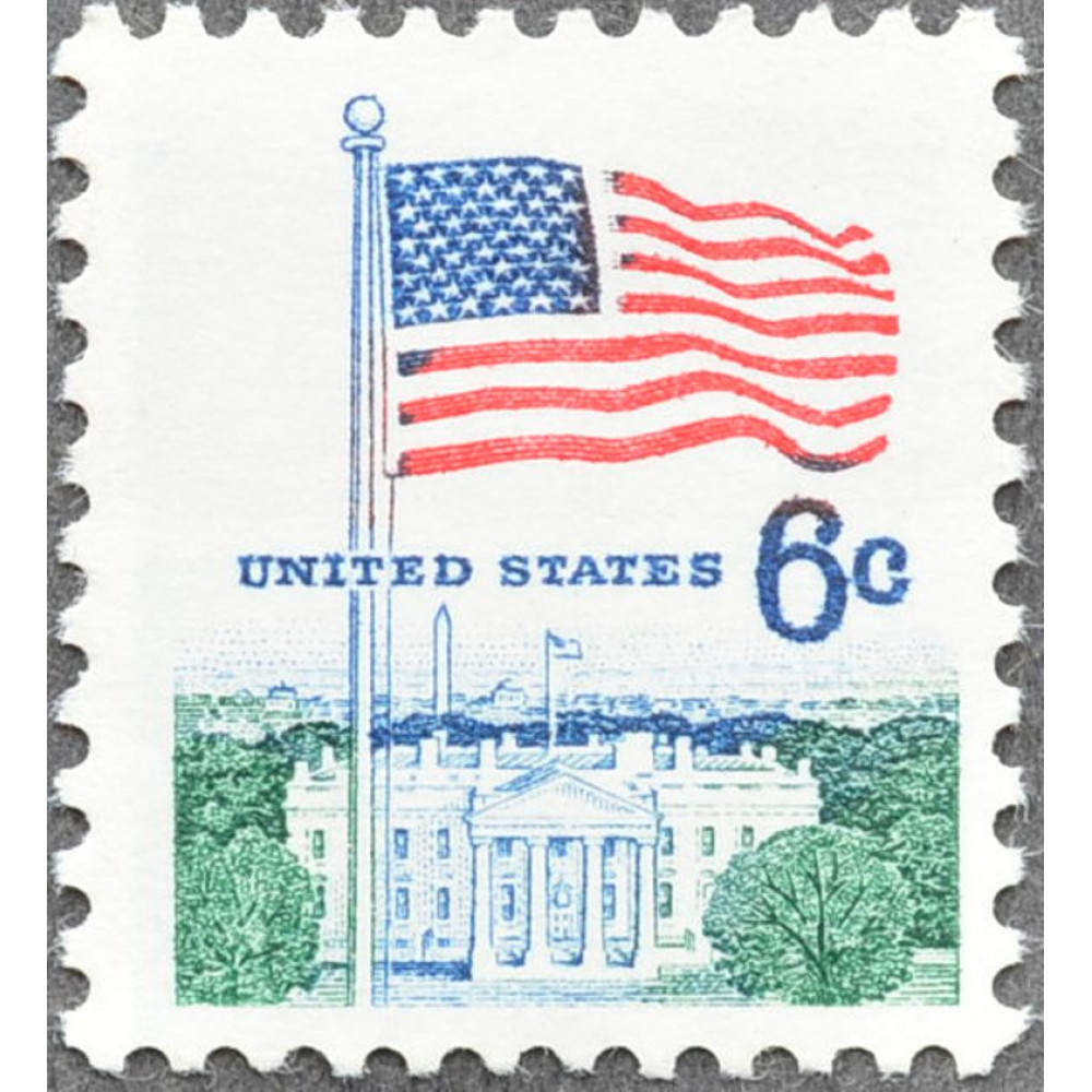 1968. США, Флаг над Белым домом, 6 центов купить